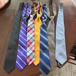 The Tie Bar Men's Tie Set Yellow, Black, Red Plaid, Gray, Brown, Purple & Blue